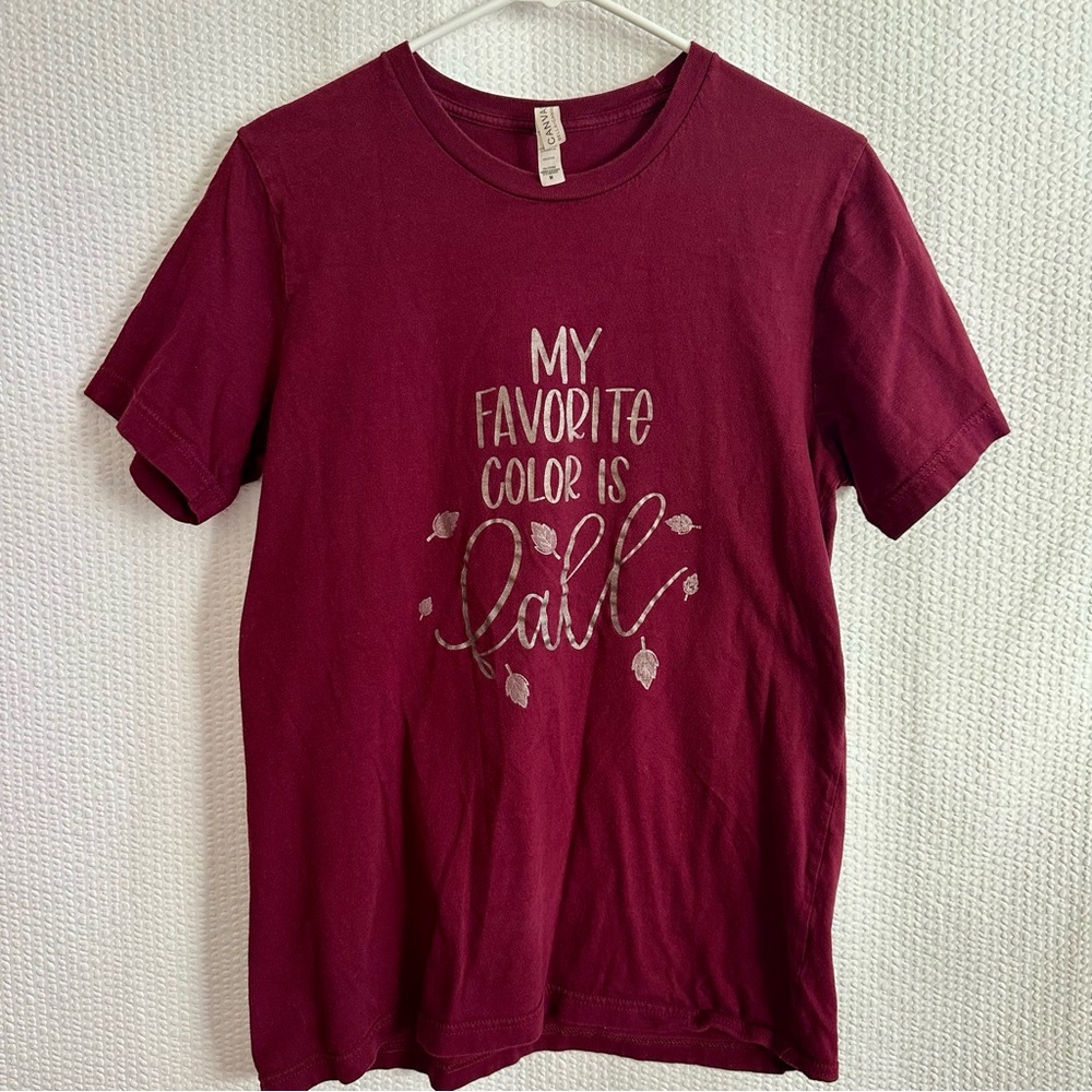 BELLA CANVAS Burgundy Fall Graphic Tee My Favorite Color Is Fall Size Medium